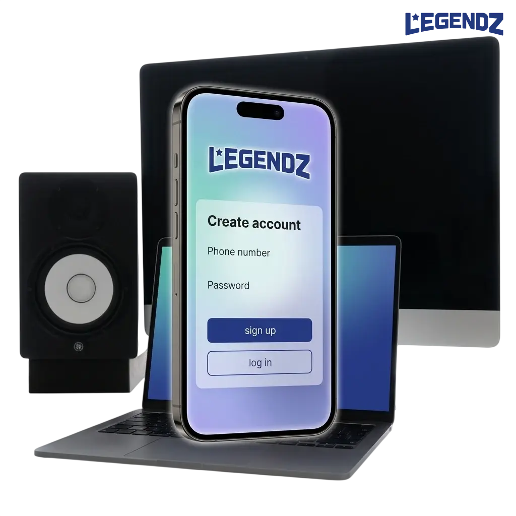 Legendz Casino registration and login page for US players with account verification and welcome bonus details
