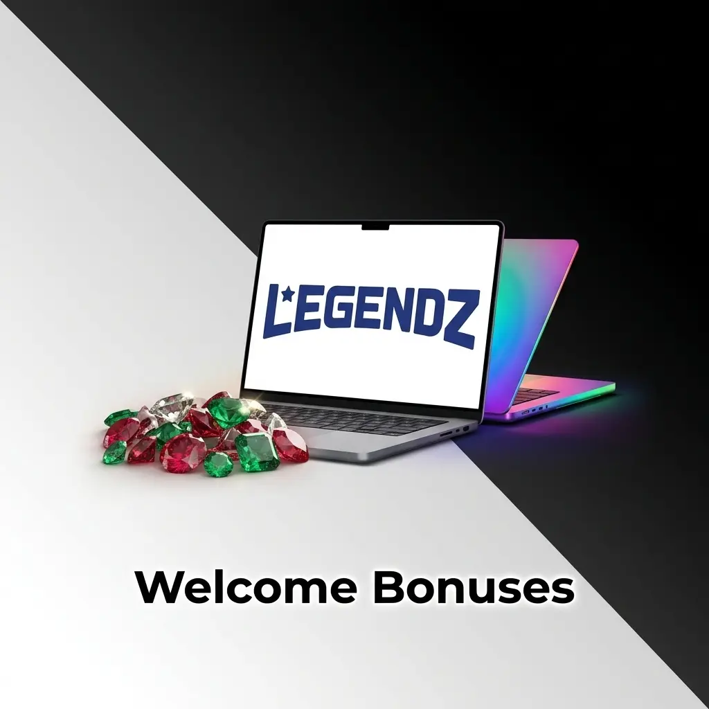 Legendz Casino welcome bonus table showing 100% deposit match up to USD 1,000 with 30x wagering requirement